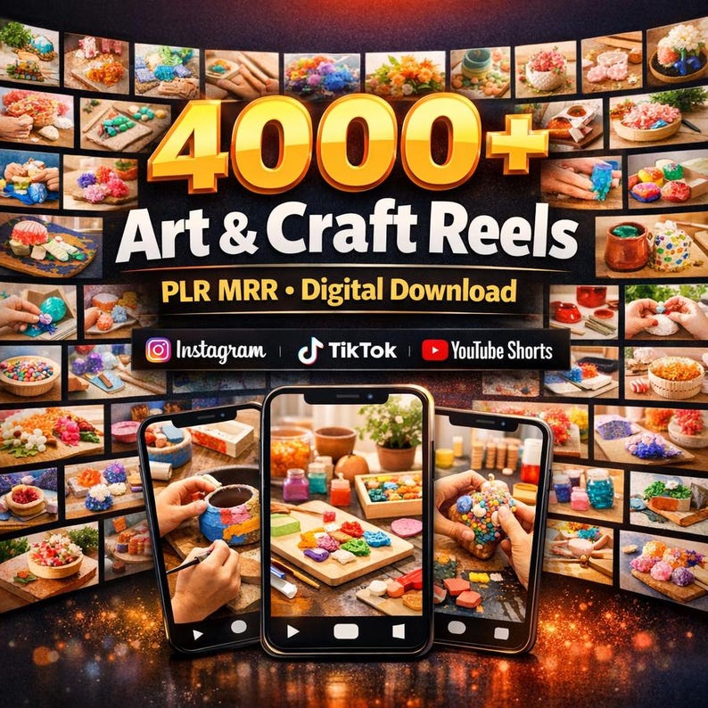 4000+ DIY Art & Craft Reels PLR MRR | Digital Download Content for Instagram TikTok YouTube