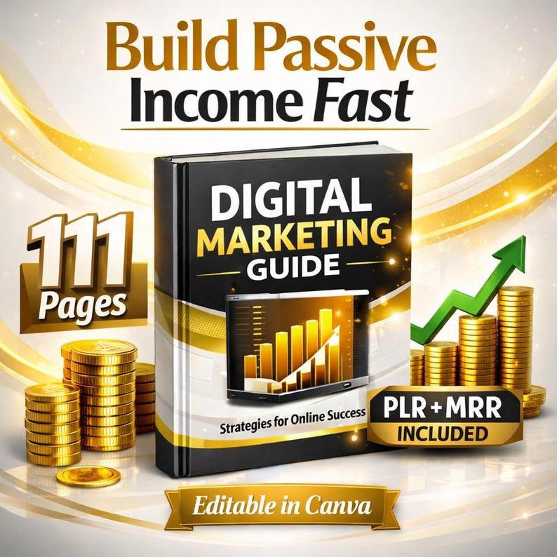 Ebook de marketing digital PLR MRR 111 páginas / Plantilla de negocio editable de Canva / Producto digital de ingresos pasivos