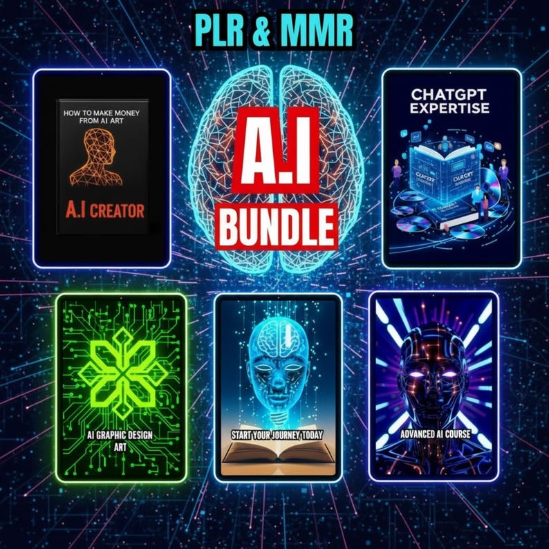 Ai PLR MRR Mega Bundle • AI eBook + Video Course • Digital Business Kit