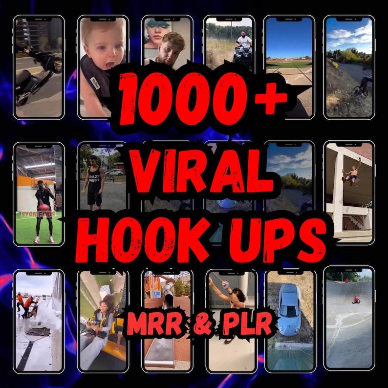 1000+ Viral Hook Videos Bundle, TikTok Reels, Shorts (PLR, MRR) (Digital Download)