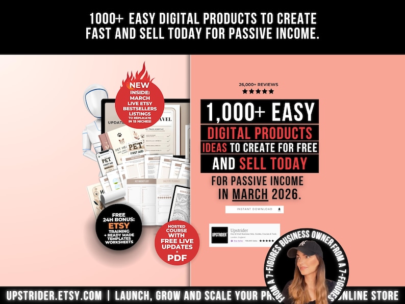1000 Digital Products Ideas To Create And Sell Today For Passive Income, Etsy Digital Downloads Small Business Ideas and Bestsellers to Sell
