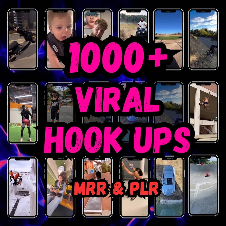 1000+ Viral Hook Videos Bundle, TikTok Reels, Shorts (PLR, MRR) (Digital Download)