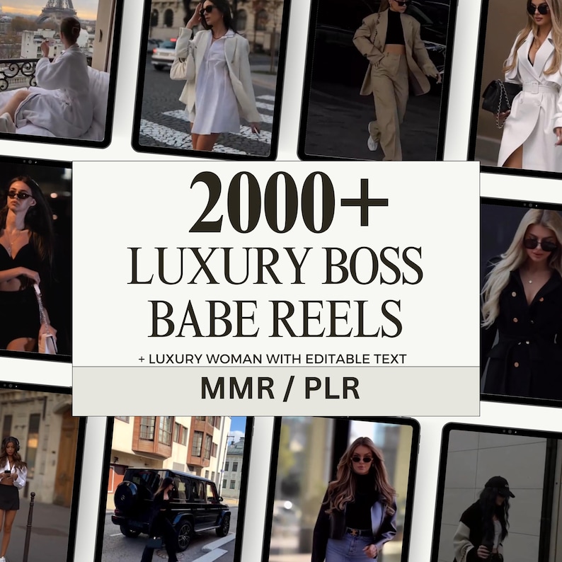 2000+ Luxury Aesthetic Boss Babe Reels Bundle, Faceless Marketing, Digital Marketing, Master Resell Rights, PLR Digital Products, MRR