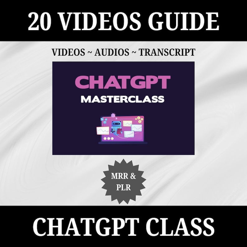 20 Ultimate ChatGPT Masterclass Digital Video Course, MRR, PLR, Learning AI Training for Entrepreneurs, Content Creator Tool, Master Skills
