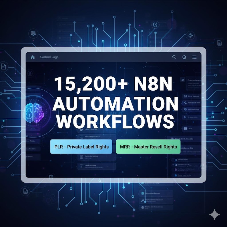 15,200+ N8N AI Automation Workflows Mega Bundle, PLR + MRR Rights