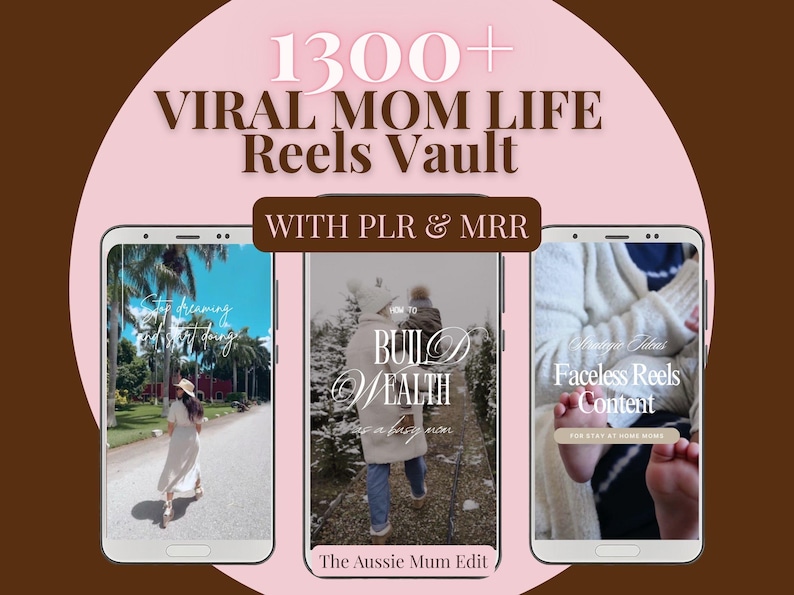 1300+ Motherhood Reels Faceless Reels, Mom Life Done For You, PLR MRR Digital Bundle Master Resell Rights, Mompreneur reel, Canva