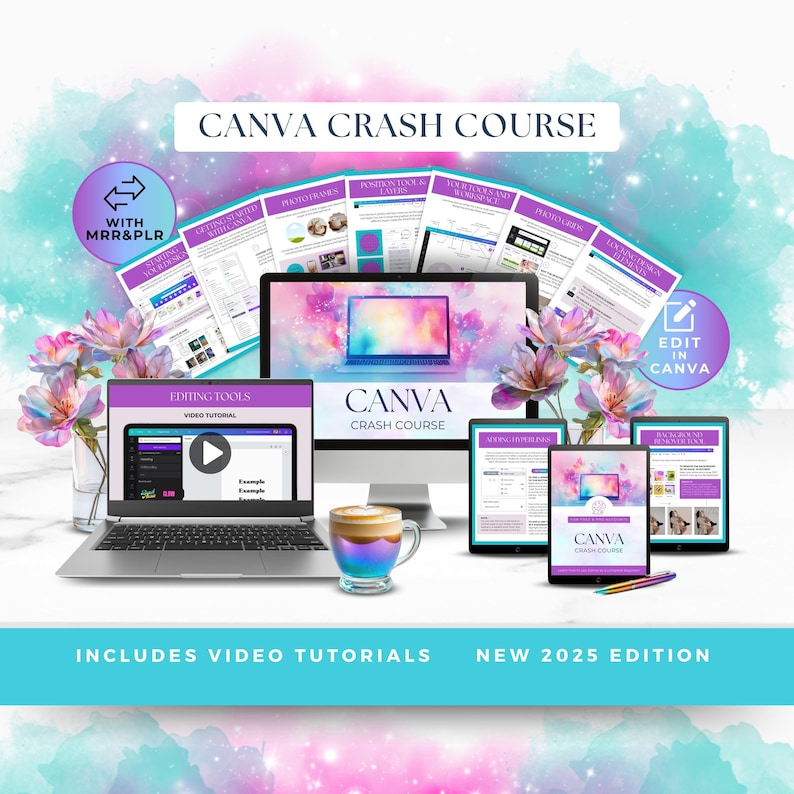 Canva Crash Course With MRR, PLR, Master Resell and Private Label Rights, How To Use Canva, Editable Template, Video Tutorials,Rebrand, DFY