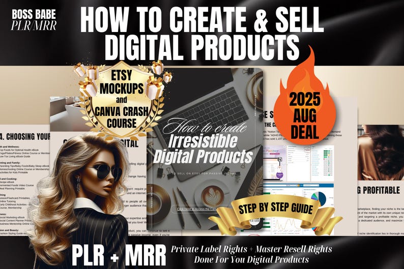 Etsy Digital Product Guide: MRR PLR eBook, Canva Templates + Mockups