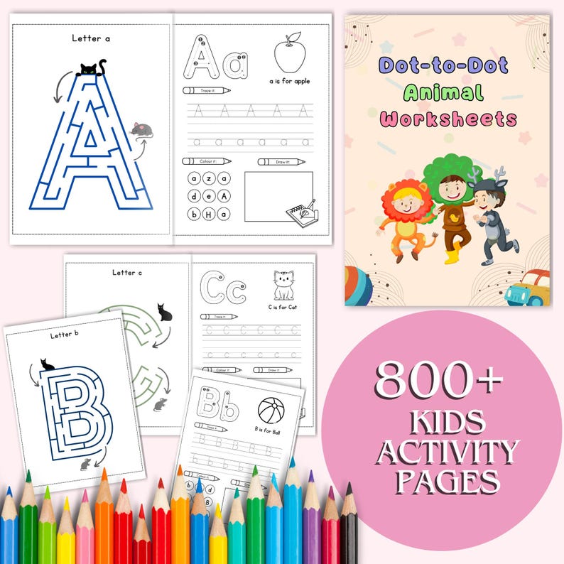 Kids Activity Pages Bundle | 800+ Printable Worksheets (Digital Download)