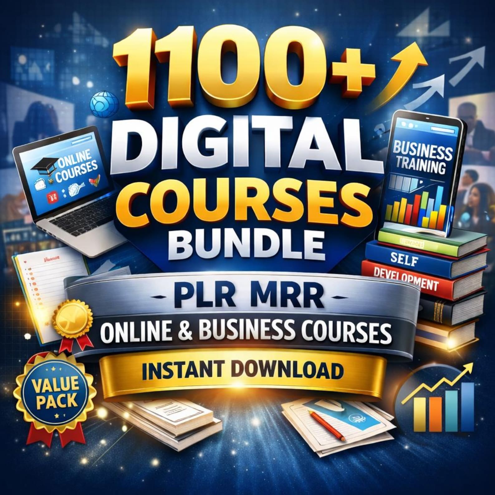1100+ Online Business Courses Bundle Video Training Digital Products Library PLR MRR