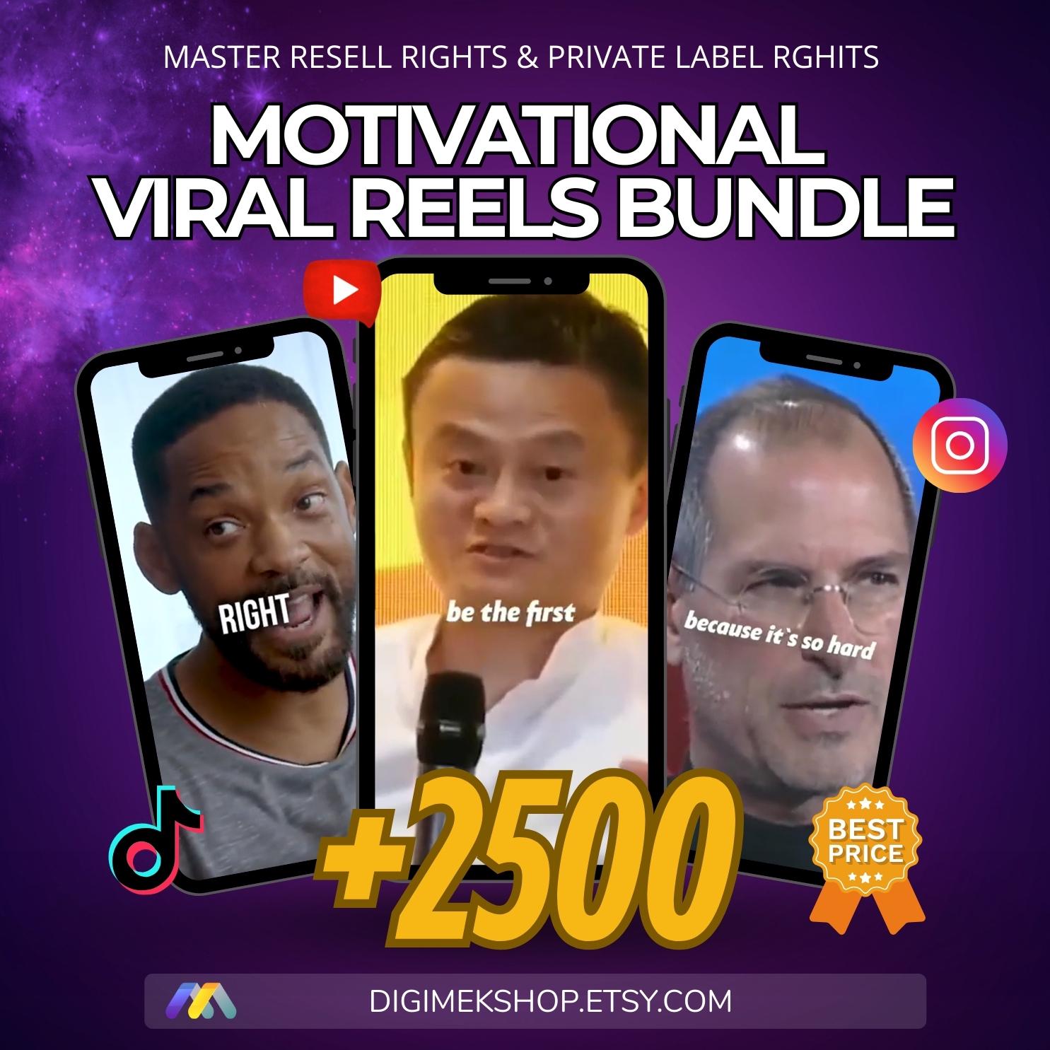 2500+ Viral Motivational Reels Bundle: Canva Templates, MRR + PLR
