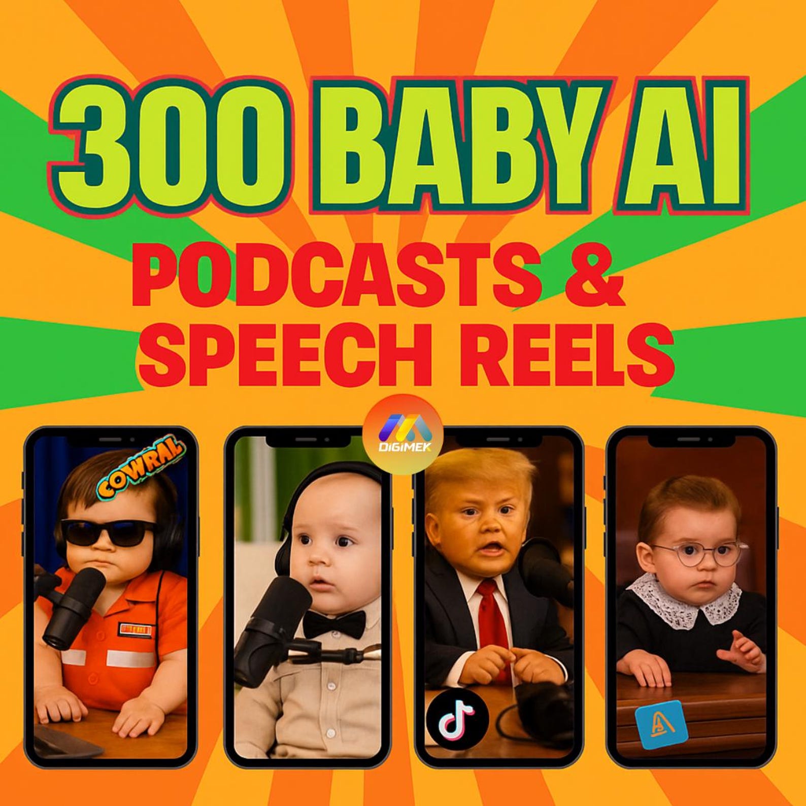 300 AI Baby Podcast Reels: Viral Social Media Shorts (PLR & MRR)