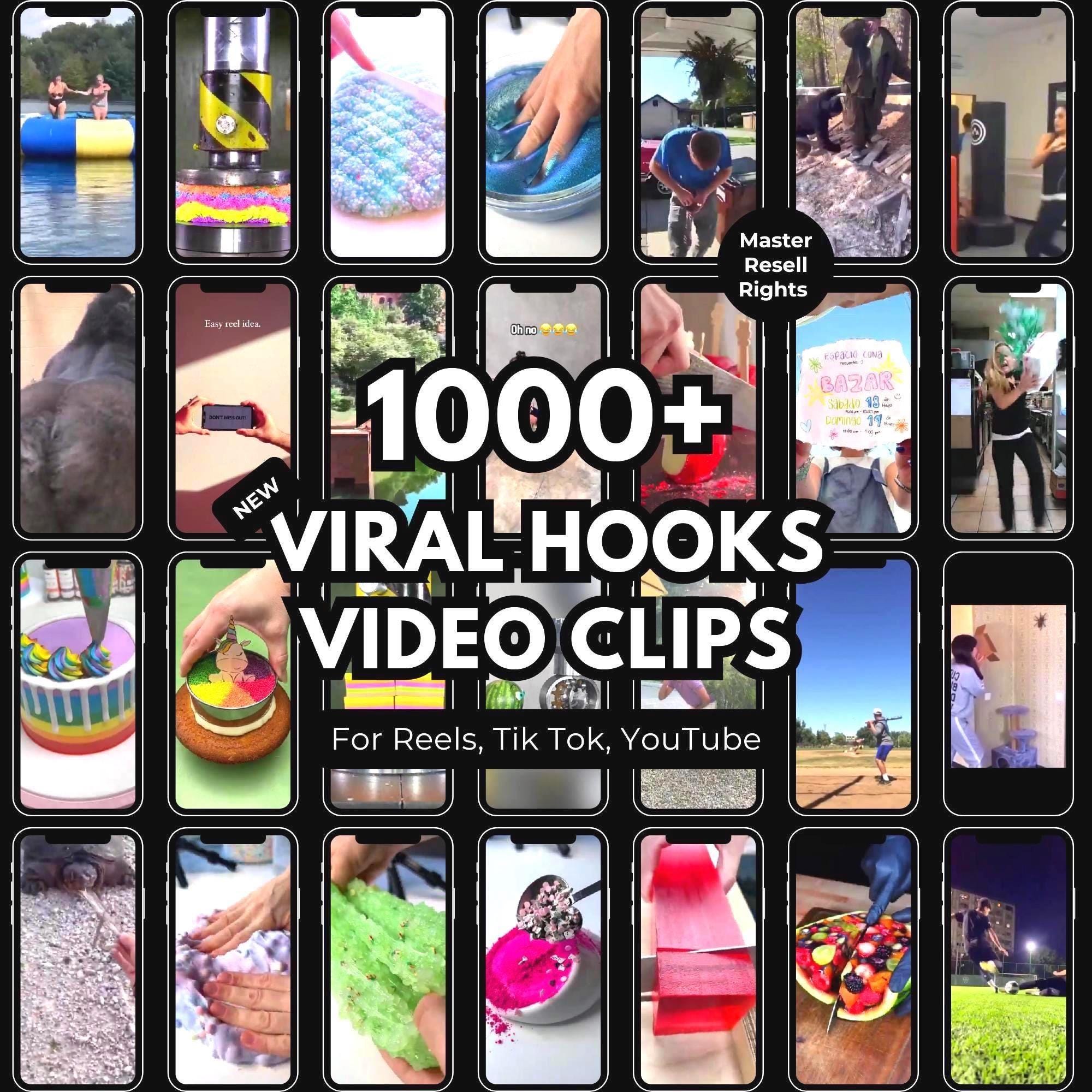 1000+ Viral Hook Videos Bundle PLR MRR Resell Rights TikTok Reels Shorts Social Media Growth Pack Digital Download MP4