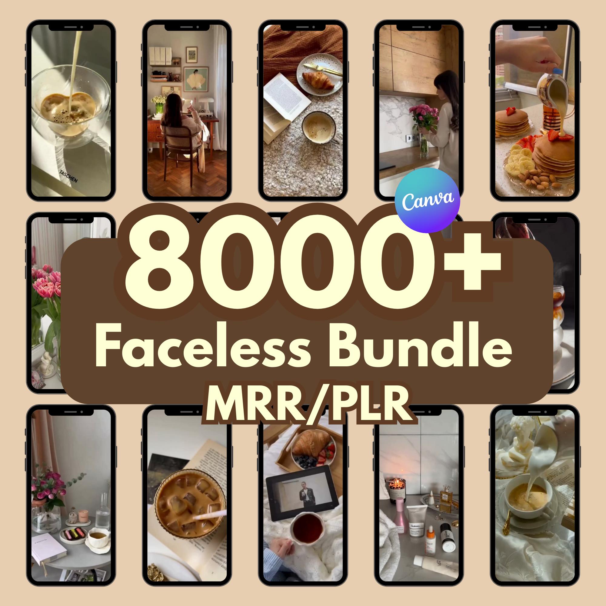 8000+ faceless reels bundle videos, faceless marketing, digital marketing, faceless reels mrr plr aesthetic videos canva template