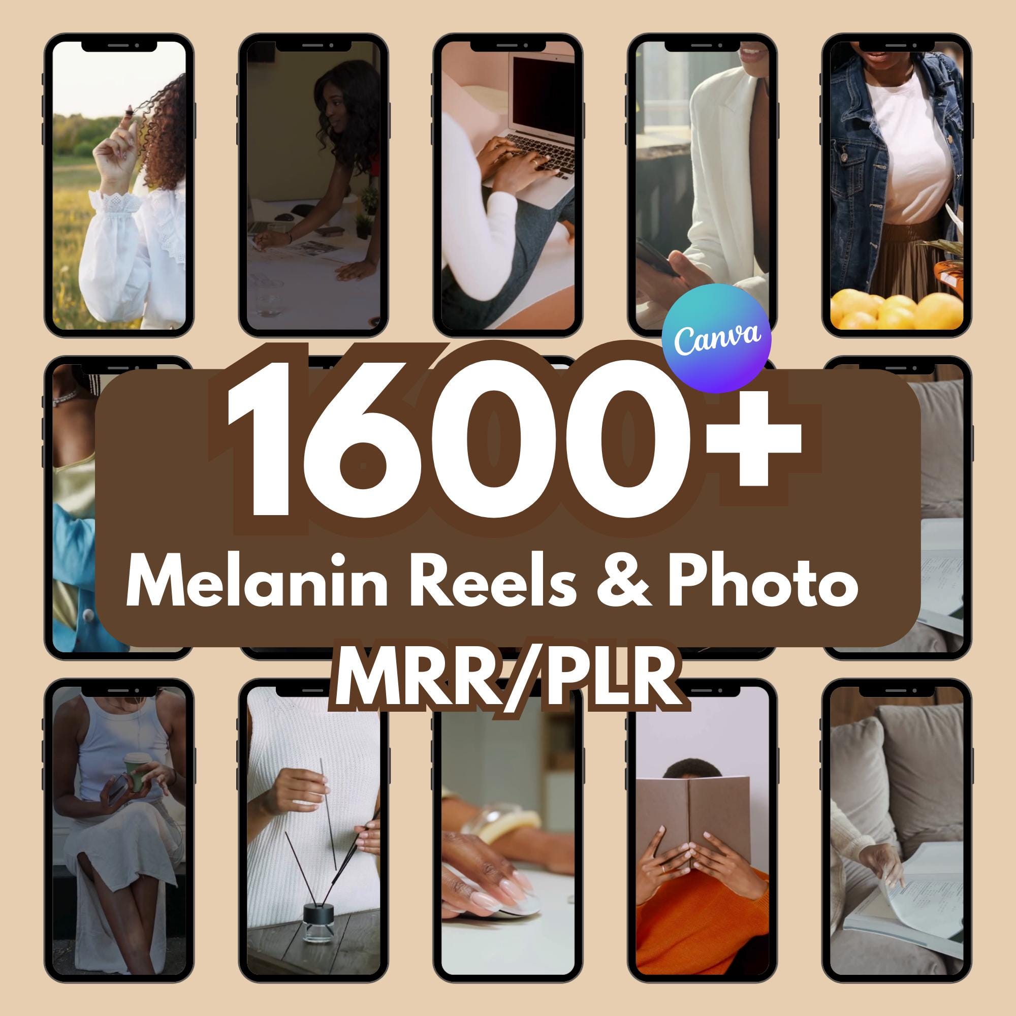 1600+ melanin faceless reels, digital marketing melanin videos, melanin photo bundle master resell right, mrr plr faceless reels bundle