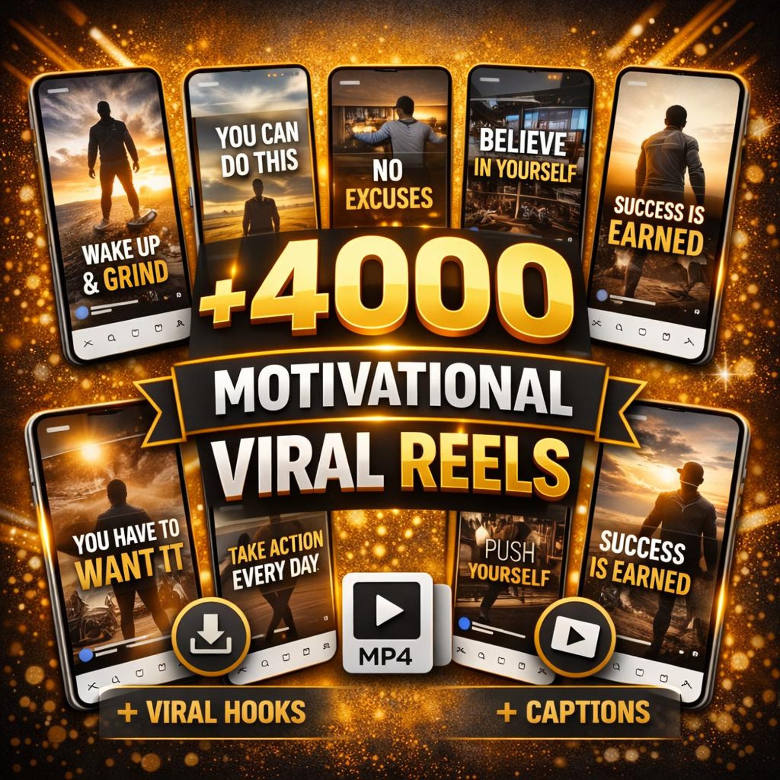 4000+ Motivational Reels Video Bundle PLR MRR Viral Inspirational Videos for TikTok Instagram YouTube Digital Marketing, Short