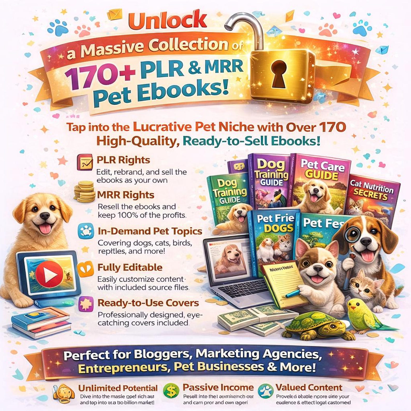 170+ Pet Ebooks Bundle | PLR MRR Resell Rights (Digital Download)
