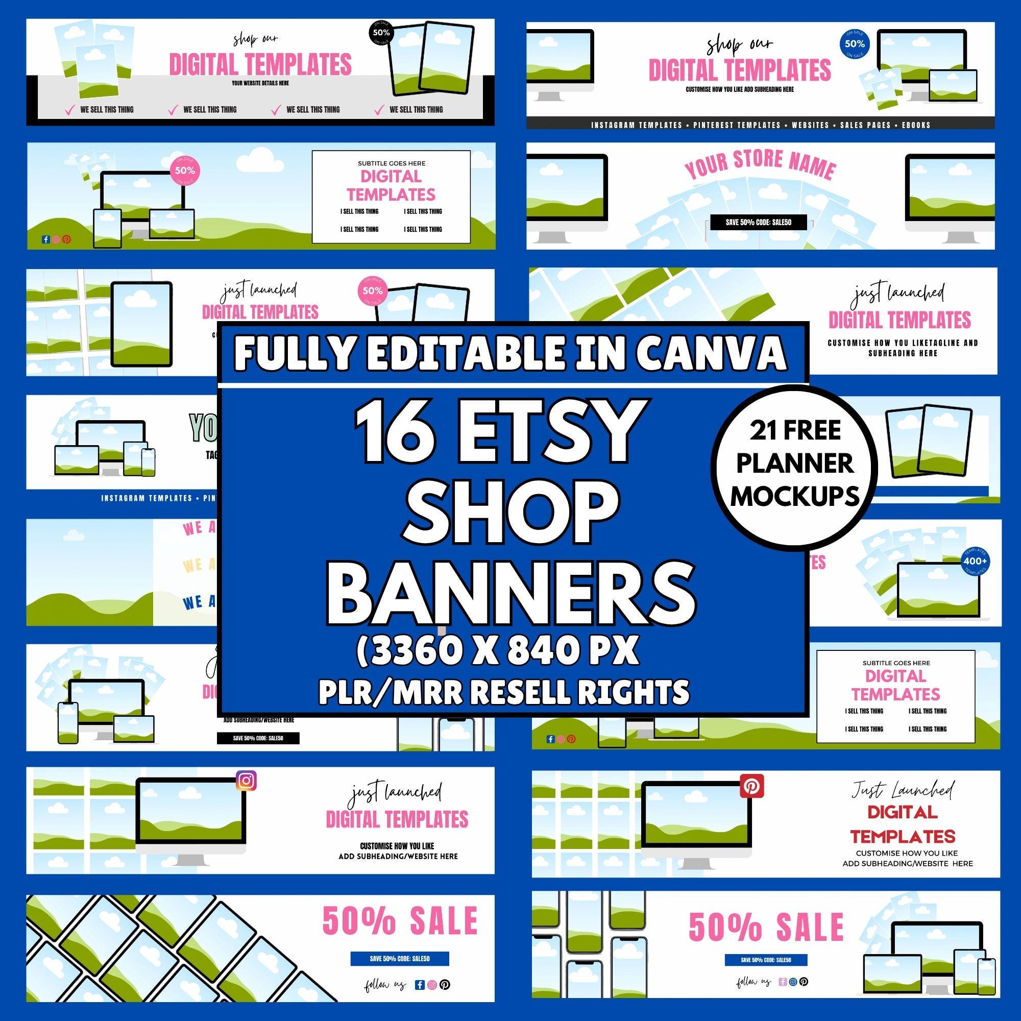 Etsy Shop Banner Templates: Editable Canva Store Branding Kit Digital Download, PLR/MRR