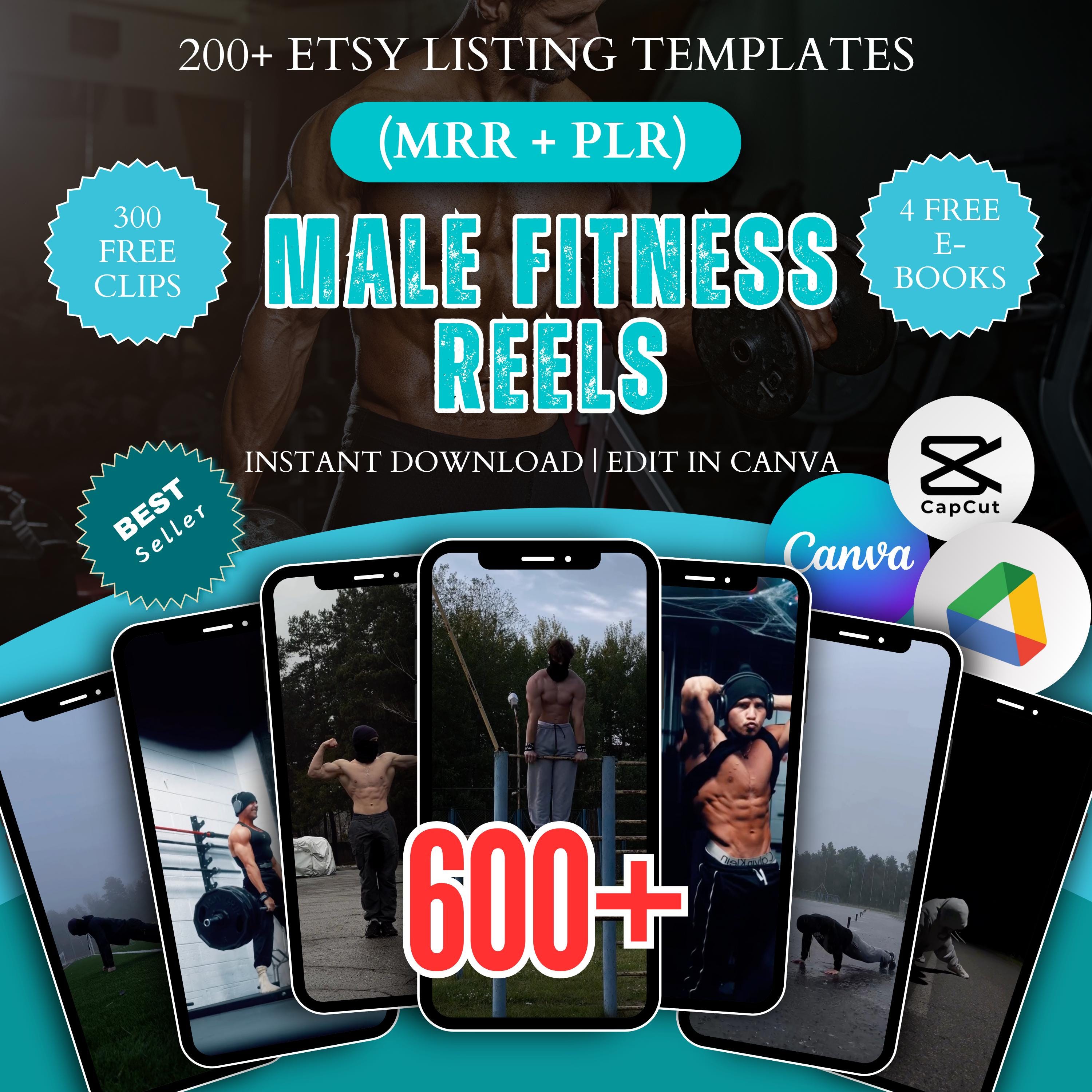 Men’s Fitness Reels: 600+ Bundle, MRR Gym Video Clips, Faceless Workout Edits, TikTok, Instagram, Social Media Content, Digital Download