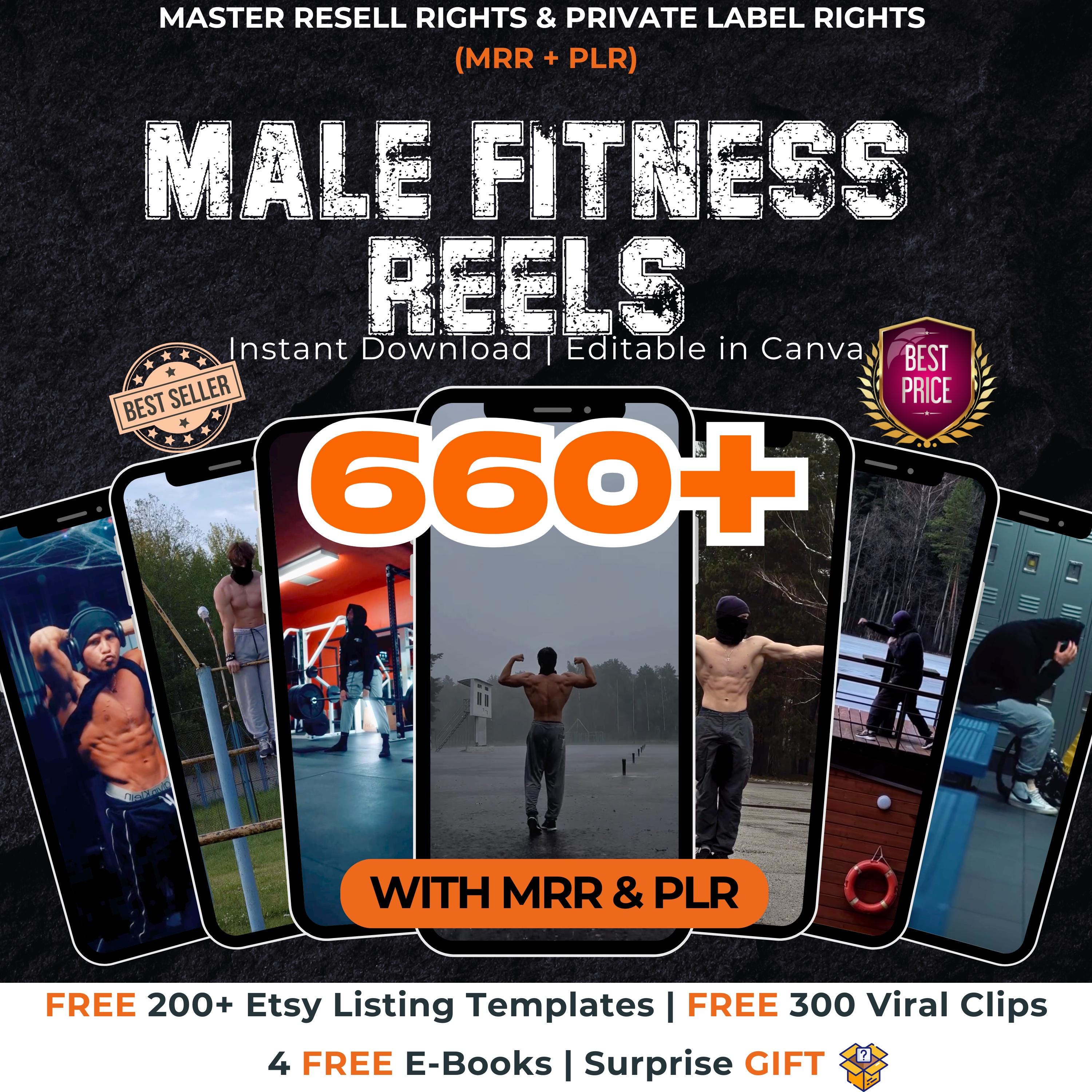 Male Fitness Reels: 660+ Bundle with Master Resell Rights | Gym Workout Motivation Videos for TikTok Reels Shorts | Digital Download Pack