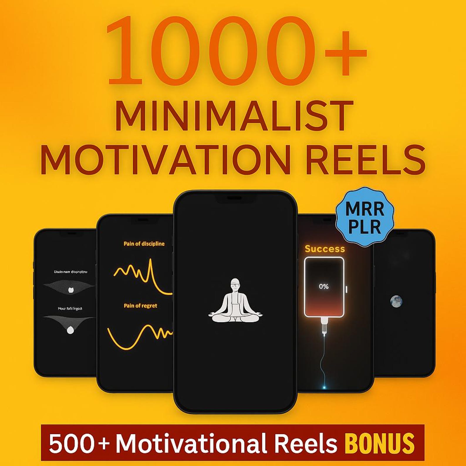 1000+ Minimalist Motivational Reels | PLR MRR Animated Videos (Digital Download)