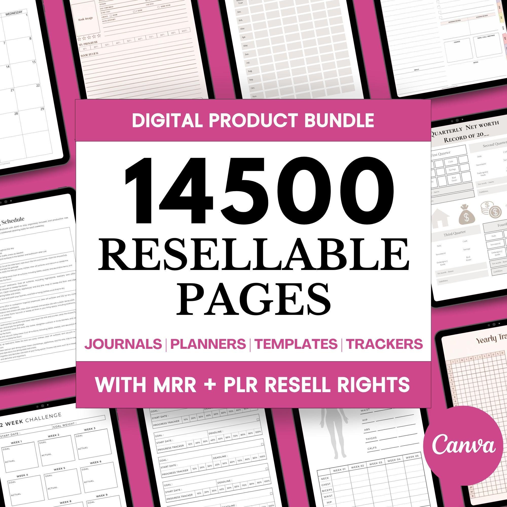 Done For You 2026 2027 Planners Journals Trackers 14500 Pages Editable Canva Designs Printables DIY PLR Products Master Resell Rights MRR