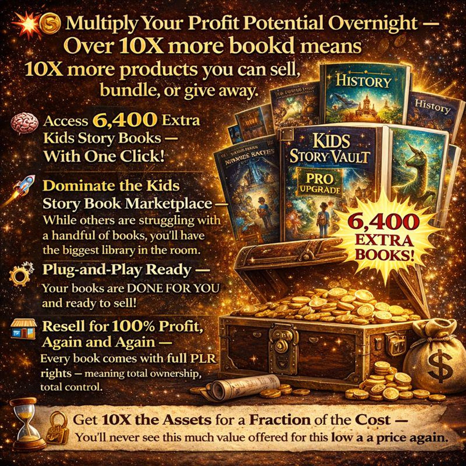 Kids Story Vault – Pro Upgrade | 6,400 Extra Kids Books | Full PLR Rights | One-Time Offer